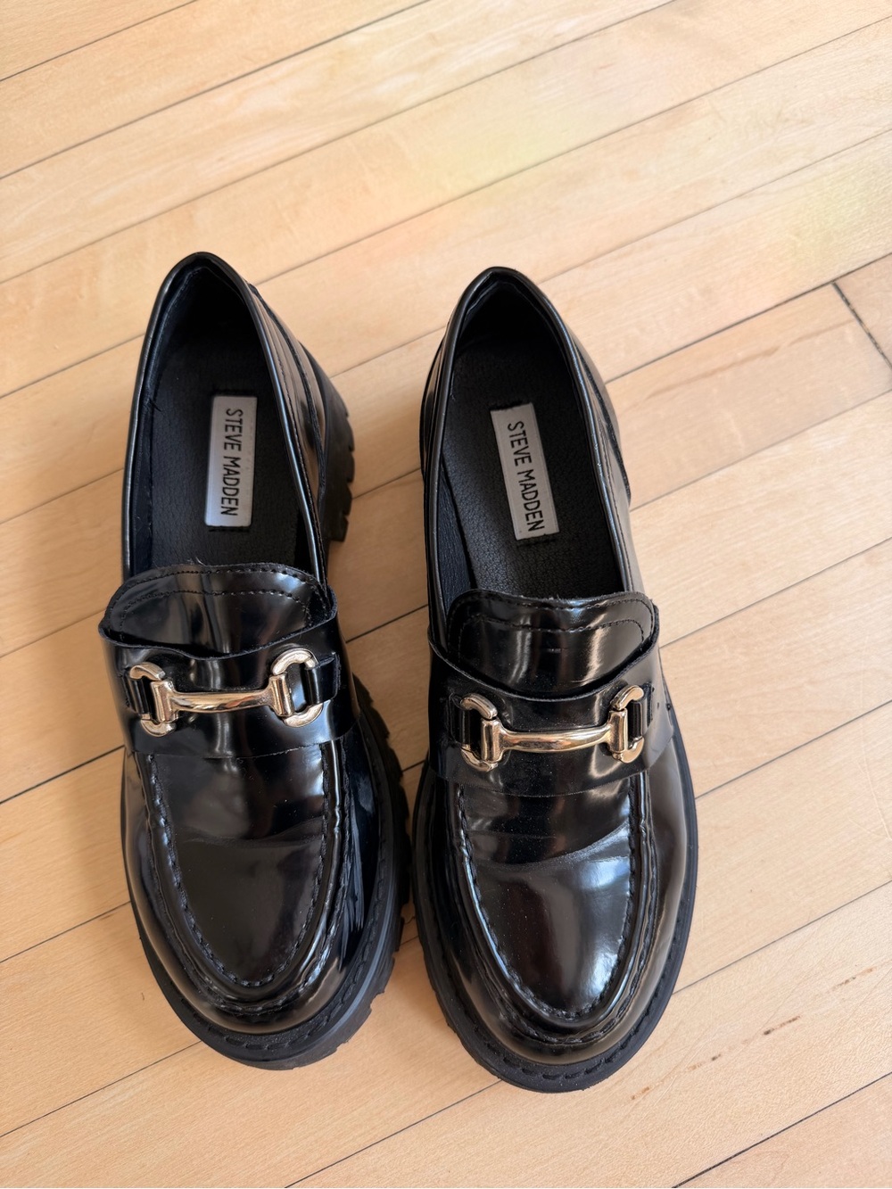 Steve Madden Black Patent Loafers